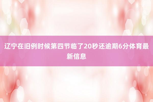 辽宁在旧例时候第四节临了20秒还逾期6分体育最新信息
