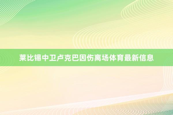 莱比锡中卫卢克巴因伤离场体育最新信息