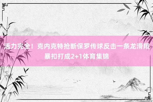 活力完全！克内克特抢断保罗传球反击一条龙滑翔暴扣打成2+1体育集锦